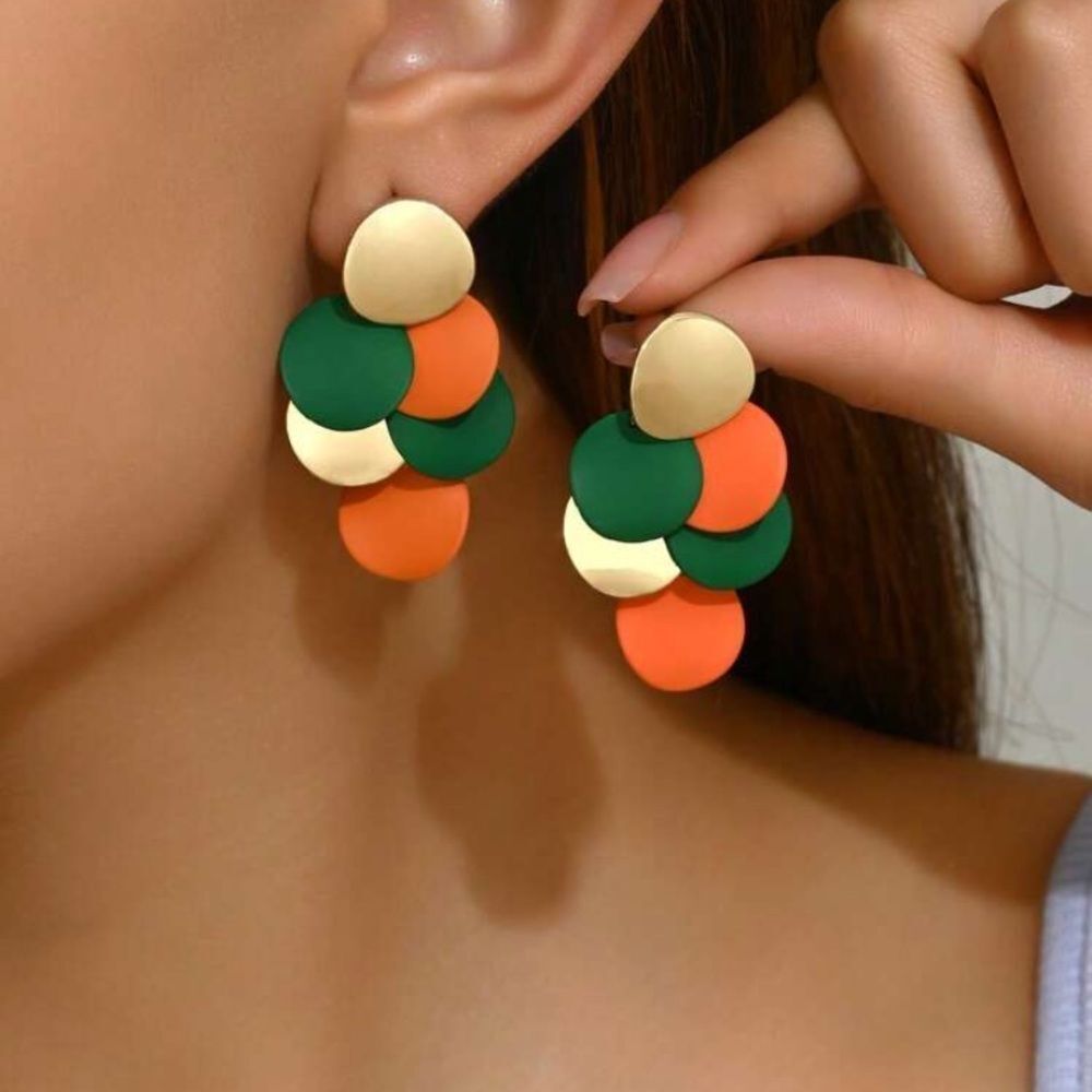 3for$20 Trendy Geometric Round Metal Plate DIY Multicolor Earrings